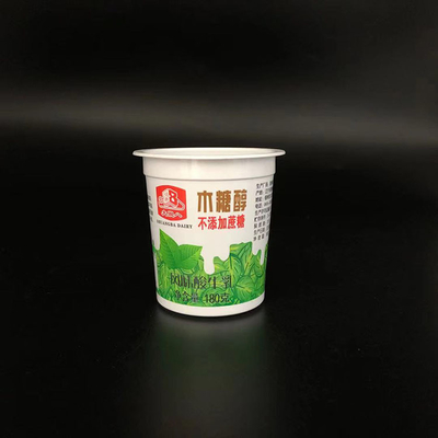 Nahrungsmittelgradplastikschalen180ml kundengebundene Plastikjoghurt-Milchgetränkschale mit Aluminiumfoliedeckel